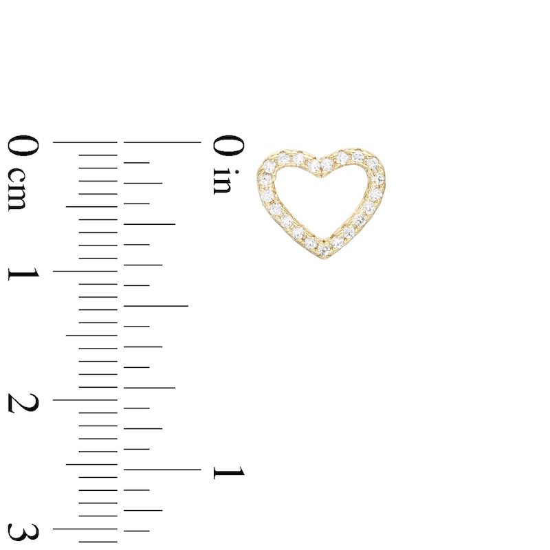4mm Cubic Zirconia Solitaire and Heart Outline Stud Earrings set in Sterling Silver with 18K Gold Plate