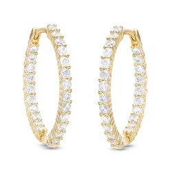 Cubic Zirconia Inside-Out Hoop Earrings in Sterling Silver with 18K Gold Plate