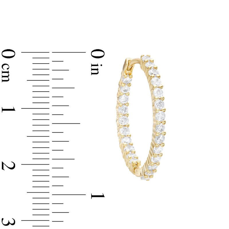 Cubic Zirconia Inside-Out Hoop Earrings in Sterling Silver with 18K Gold Plate