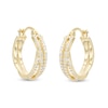 Cubic Zirconia Multi-Row Overlay Hoop Earrings in Solid Sterling Silver with 18K Gold Plate