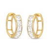 Princess-Cut Cubic Zirconia Huggie Earrings in Sterling Silver with 14K Gold Plate