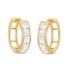 Thumbnail Image 0 of Princess-Cut Cubic Zirconia Huggie Earrings in Sterling Silver with 18K Gold Plate