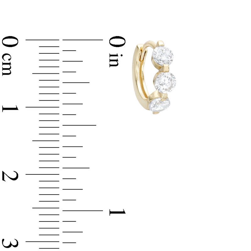 Cubic Zirconia Huggie Hoop Earrings in Sterling Silver with 18K Gold Plate