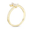 Thumbnail Image 1 of Cubic Zirconia Trios Open Shank Ring in Sterling Silver with 18K Gold Plate - Size 7