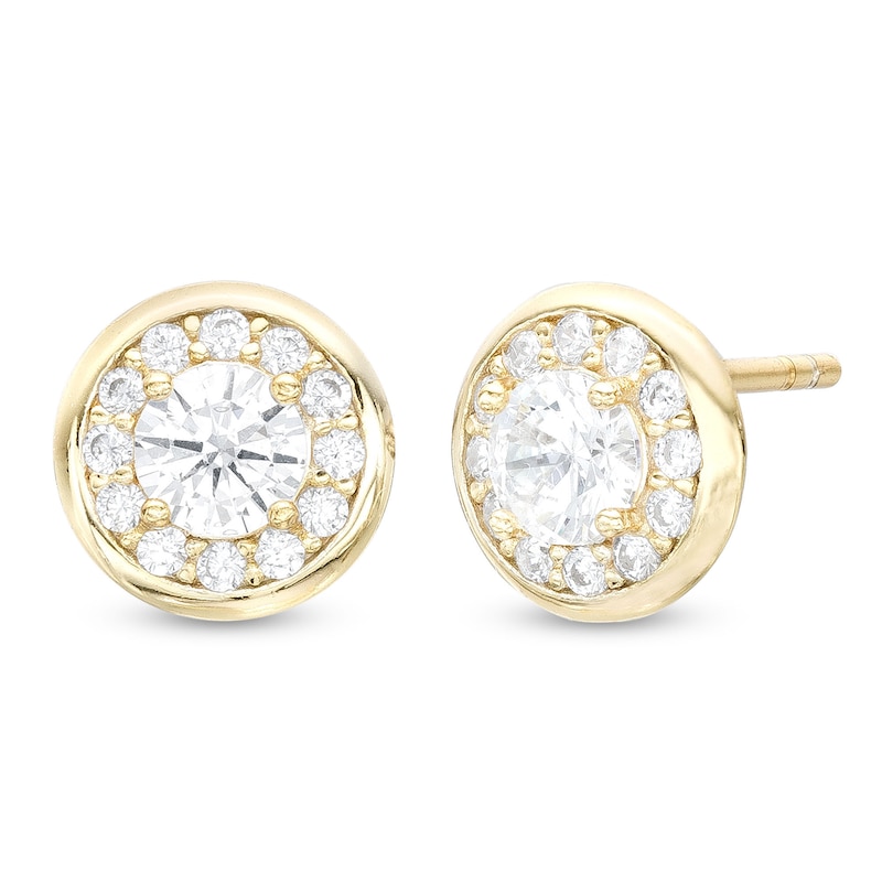 4mm Cubic Zirconia Frame Stud Earrings in Sterling Silver with 18K Gold Plate