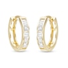 Thumbnail Image 0 of Cubic Zirconia Baguette Huggie Hoop Earrings in Sterling Silver with 18K Gold Plate