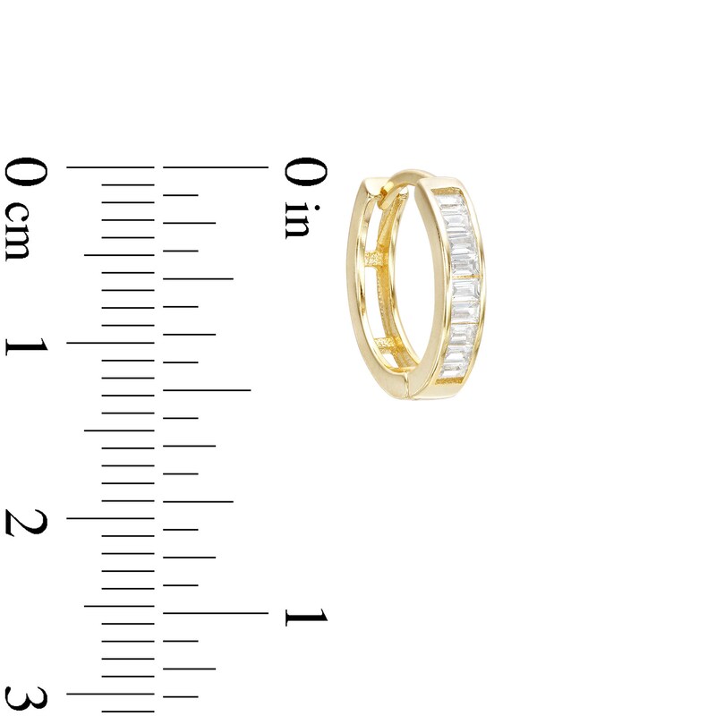 Main Image 2 of Cubic Zirconia Baguette Huggie Hoop Earrings in Sterling Silver with 18K Gold Plate