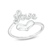 Thumbnail Image 0 of Cubic Zirconia Love Heart Adjustable Ring in Solid Sterling Silver - Size 7