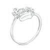 Thumbnail Image 1 of Cubic Zirconia Love Heart Adjustable Ring in Solid Sterling Silver - Size 7