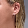 Thumbnail Image 2 of ​​​​​​​Cubic Zirconia Pink Heart Huggie Hoop Earrings in Solid Sterling Silver