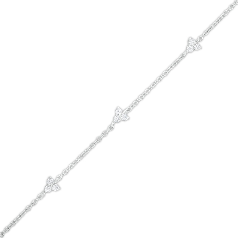 Cubic Zirconia Triple Stone Bracelet in Solid Sterling Silver - 6.5" + 1"