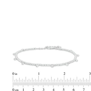 Cubic Zirconia Beaded Bracelet in Solid Sterling Silver - 7" + 1"