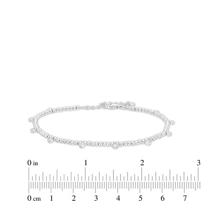 Cubic Zirconia Beaded Bracelet in Solid Sterling Silver - 7" + 1"