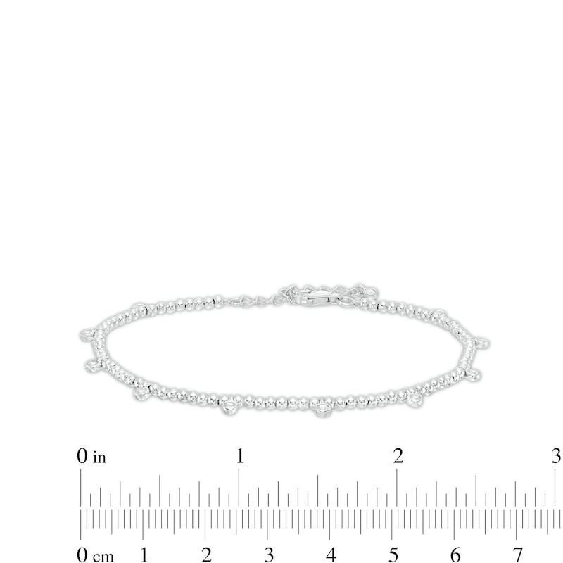 Main Image 2 of Cubic Zirconia Beaded Bracelet in Solid Sterling Silver - 7" + 1"