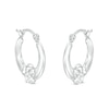 Thumbnail Image 1 of 14mm Stamped Flower Hinged Hoop Earrings in Hollow Sterling Silver