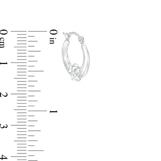 14mm Stamped Flower Hinged Hoop Earrings in Hollow Sterling Silver