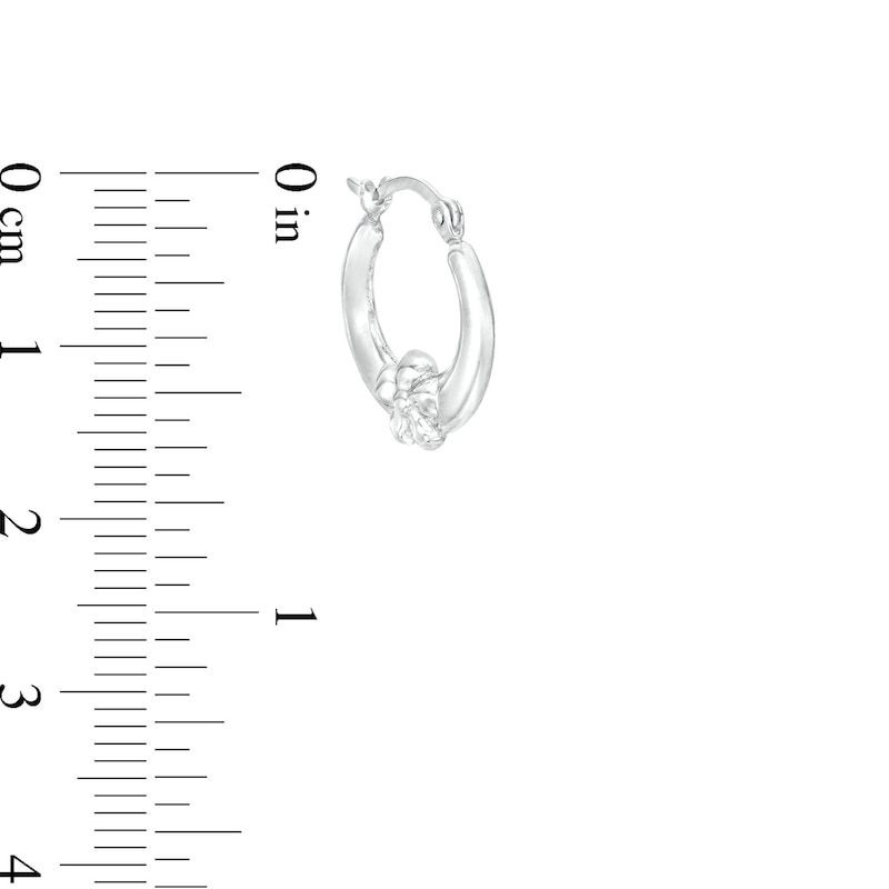 14mm Stamped Flower Hinged Hoop Earrings in Hollow Sterling Silver