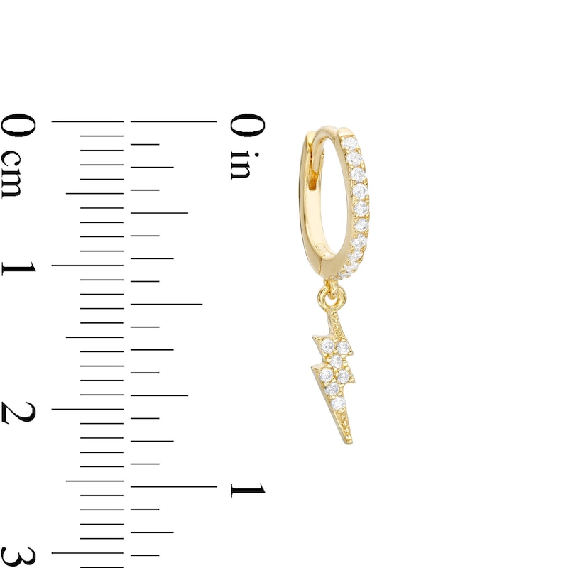 Main Image 2 of Cubic Zirconia Lightning Bolt Dangle Drop Earrings in Sterling Silver with 14K Gold Plate