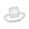 Thumbnail Image 0 of Cubic Zirconia Halo Baguette Bridal Ring in Sterling Silver - Size 7