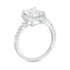 Thumbnail Image 1 of Cubic Zirconia Halo Baguette Bridal Ring in Sterling Silver - Size 7