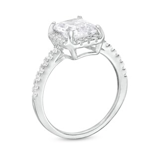 Sterling Silver CZ Halo Emerald Bridal Ring