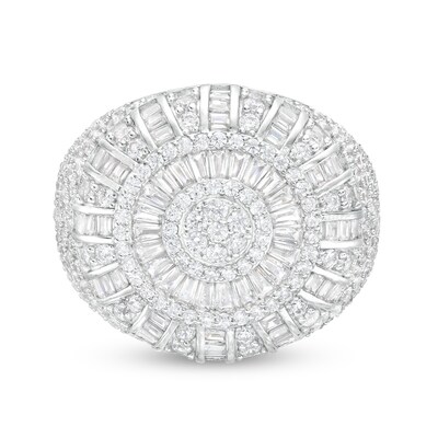 ​​​​​​​Solid Sterling Silver Round and Baguette CZ Composite Ring - Size 10.5