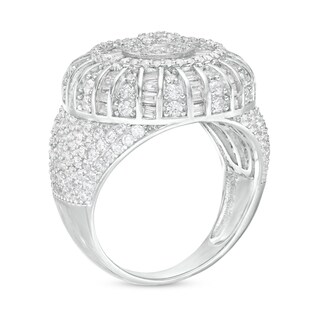 ​​​​​​​Solid Sterling Silver Round and Baguette CZ Composite Ring - Size 10.5