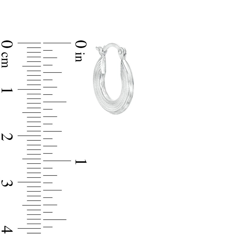 Main Image 2 of 14mm Textured Hinged Hoop Earrings in Hollow Sterling Silver