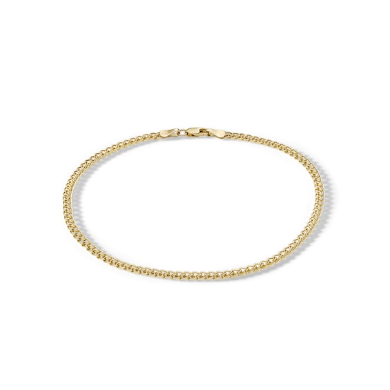 10K Hollow Gold Curb Chain Anklet - 10"