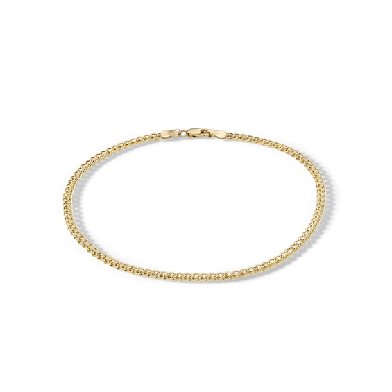 10K Hollow Gold Curb Chain Anklet