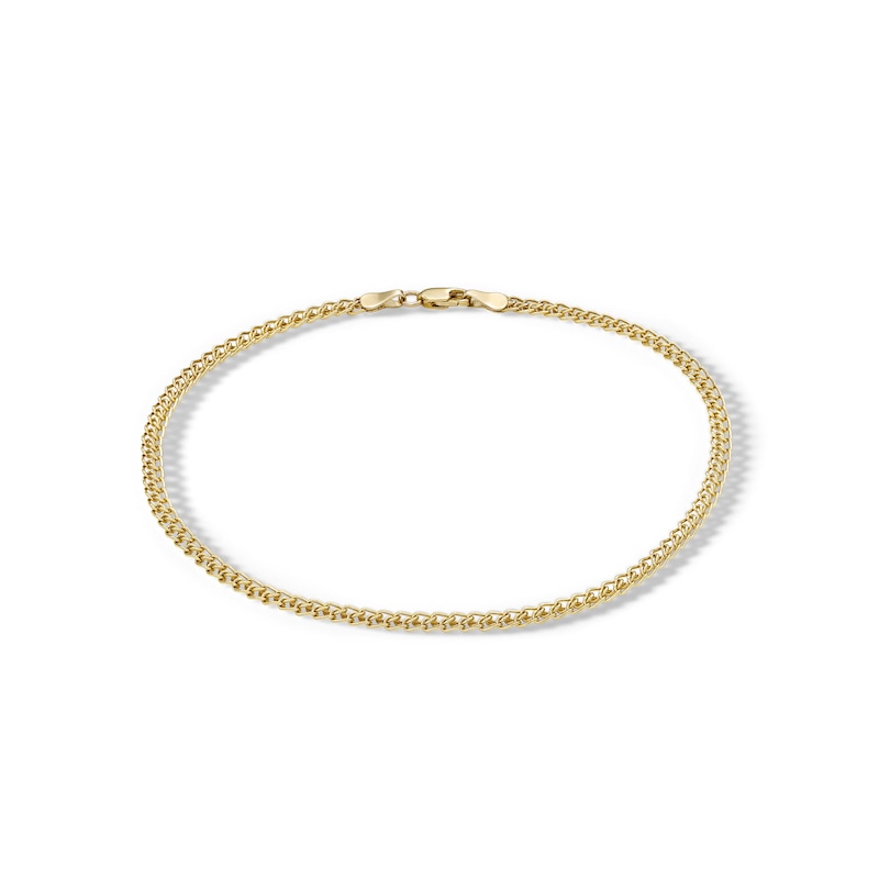 10K Hollow Gold Curb Chain Anklet - 10"