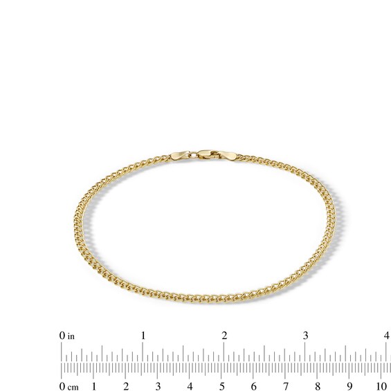 10K Hollow Gold Curb Chain Anklet - 10"