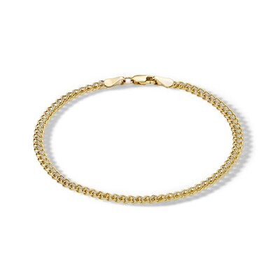 10K Hollow Gold Sedusa Curb Two-Tone Chain Bracelet - 7.5"