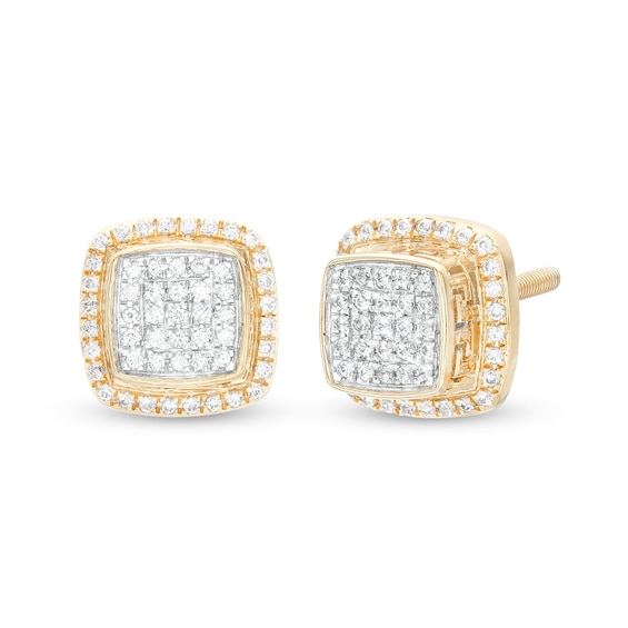 ​​​​​​​1/4 CT. T.W. Diamond Greek Key Side Stud Earrings in 10K Gold