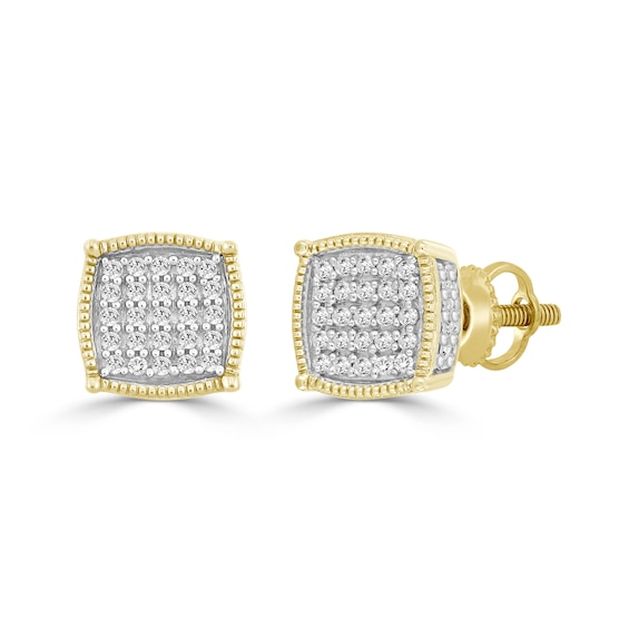 ​​​​​​​1/6 CT. T.W. Diamond Cushion Frame Stud Earrings in 10K Gold