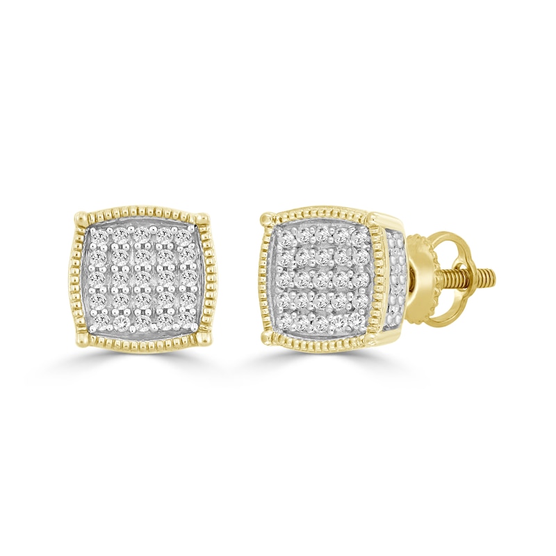 1/6 CT. T.W. Diamond Cushion Frame Stud Earrings in 10K Gold