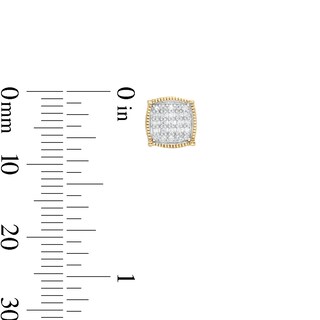​​​​​​​1/6 CT. T.W. Diamond Cushion Frame Stud Earrings in 10K Gold