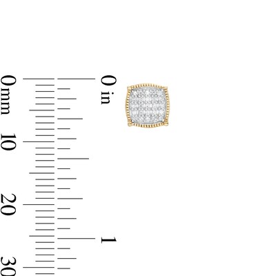 ​​​​​​​1/6 CT. T.W. Diamond Cushion Frame Stud Earrings in 10K Gold
