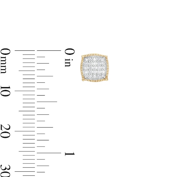 ​​​​​​​1/6 CT. T.W. Diamond Cushion Frame Stud Earrings in 10K Gold