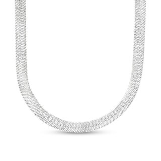 Made in Italy 8mm Herringbone Chain Necklace in Solid Sterling Silver - 18"