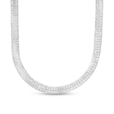 Made in Italy 8mm Herringbone Chain Necklace in Solid Sterling Silver - 18"