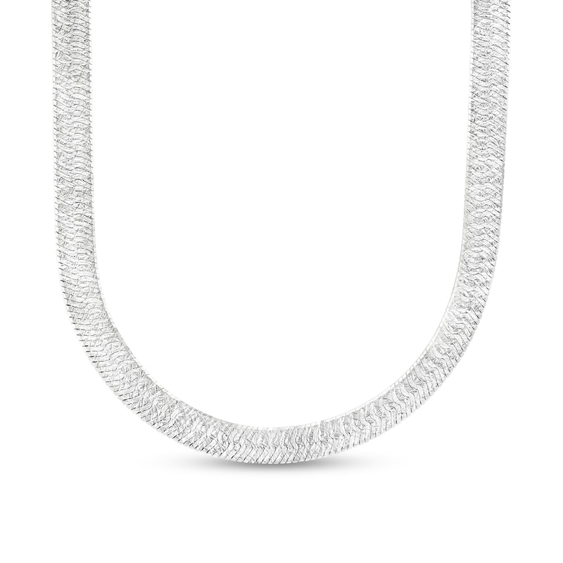 Main Image 1 of Made in Italy 8mm Herringbone Chain Necklace in Solid Sterling Silver - 18"