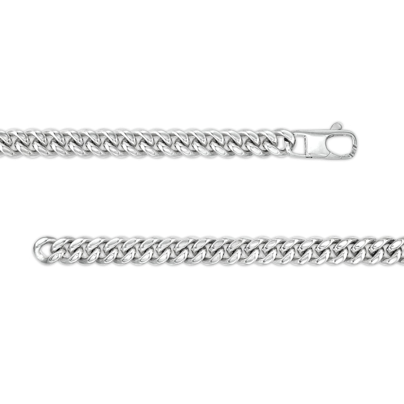 Cubic Zirconia 7mm Curb Chain Necklace in Solid Sterling Silver - 20