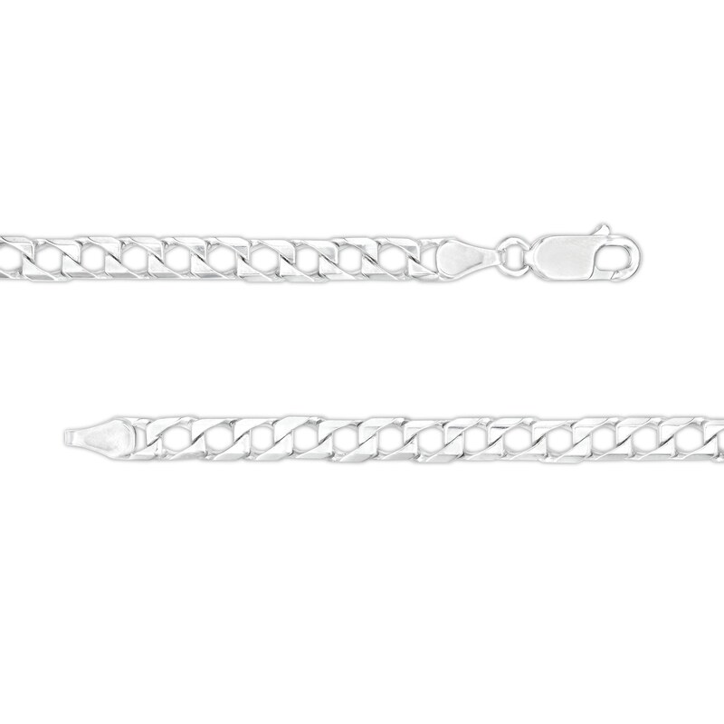 Main Image 2 of Made in Italy 4.9mm Diamond-Cut Square Curb Chain Necklace in Solid Sterling Silver - 20"
