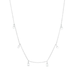 Simulated Pearl Dangle Necklace in Solid Sterling Silver - 17&quot; + 1&quot;
