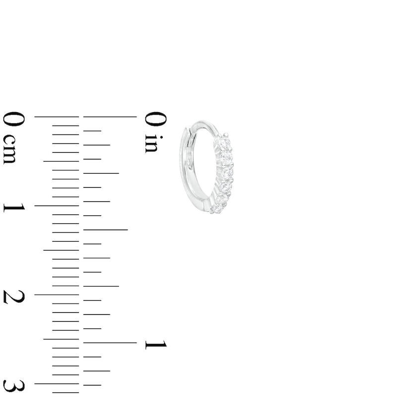 Main Image 3 of Cubic Zirconia Cluster Post and Pavé Huggie Hoop in Solid Sterling Silver