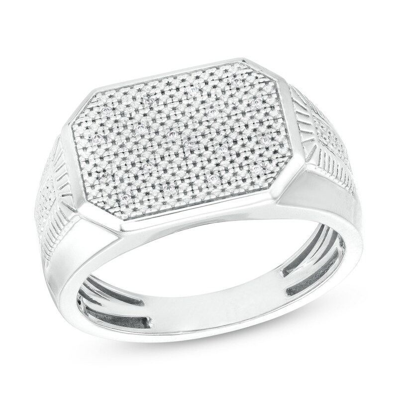 1/20 CT. T.W. Diamond Pavé Octagon Ring in Sterling Silver