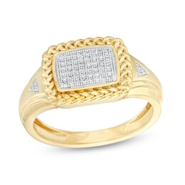 1/6 CT. T.W. Diamond Rope Edge Ring in Sterling Silver with 14K Gold Plate