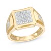 1/4 CT. T.W. Diamond Square Curved Edge Ring in Sterling Silver with 14K Gold Plate