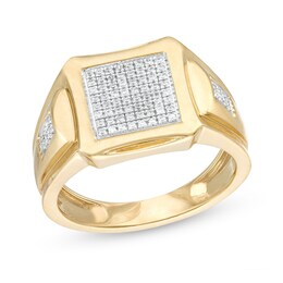 1/4 CT. T.W. Diamond Square Curved Edge Ring in Sterling Silver with 14K Gold Plate